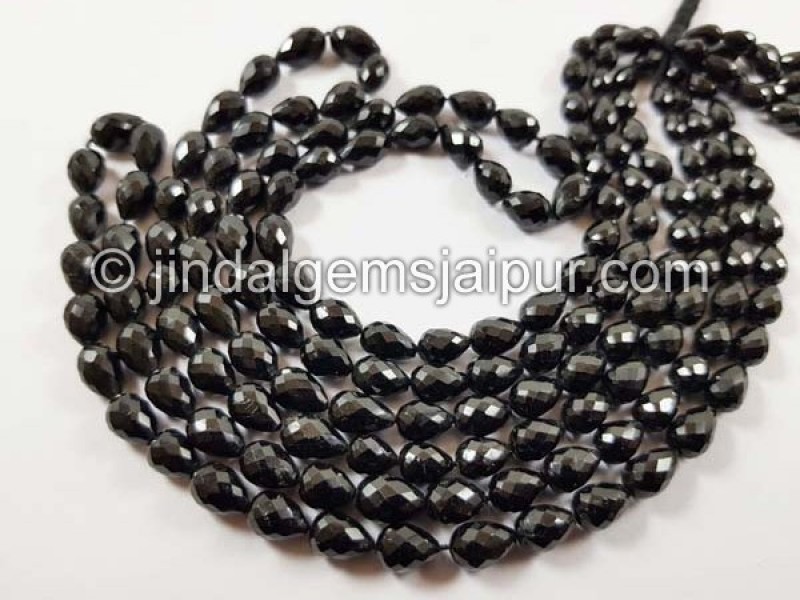 Black Tourmaline Faceted Drops Beads